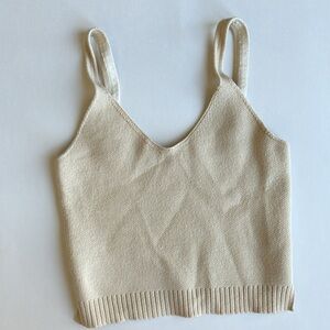 Zara Cream‎ Thick Textured Cotton Sweater Tank Top Women’s Size Small